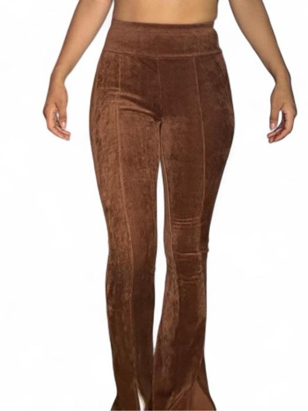 Ultra Flirt Chocolate Brown Velvet Flare Pants